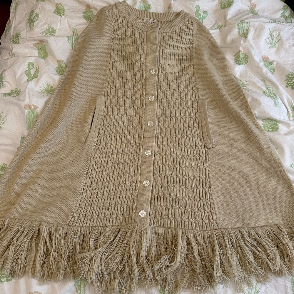 Beige knit poncho sweater, Contemporary Classics, vintage